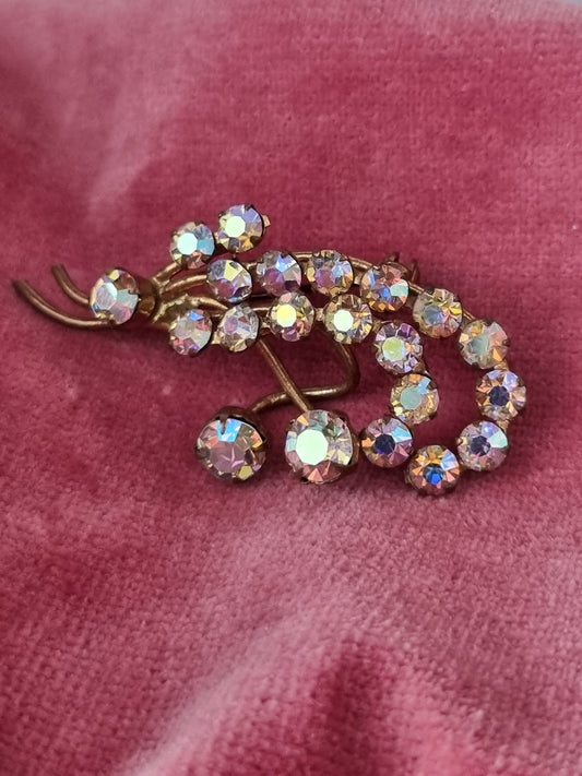 Vintage Brooch Aurora Borealis Bouquet Glass
