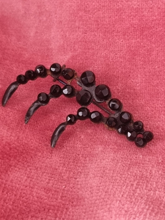 Vintage Brooch Handmade Black Mourning
