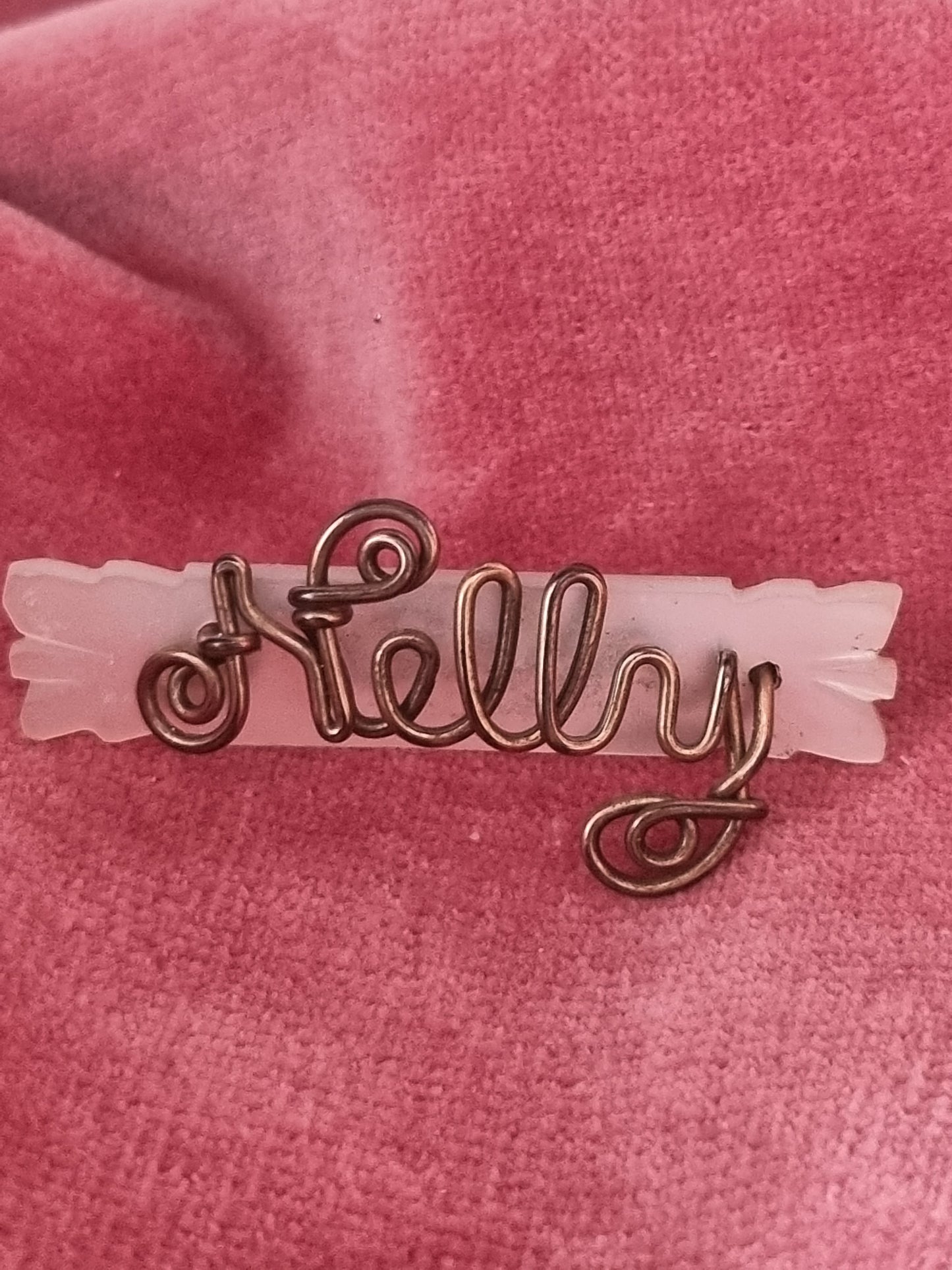 Vintage Brooch Nelly Name Gold Tone Imitation Shell