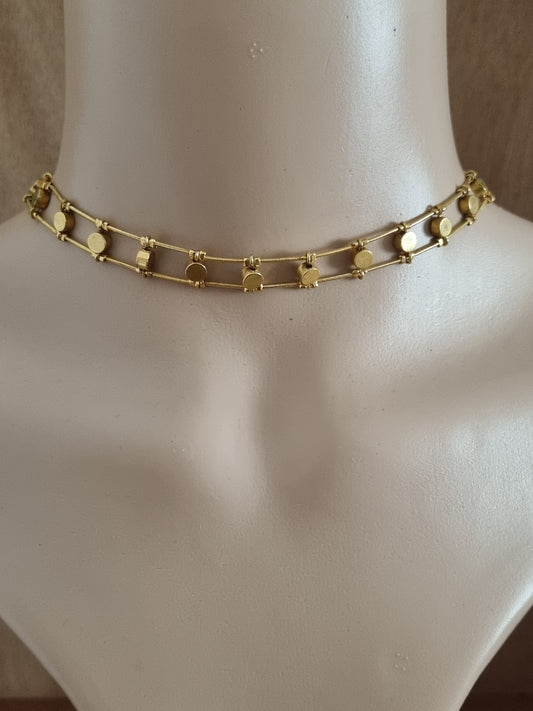 Vintage Necklace Gold Tone Double Chain Choker Love Necklace