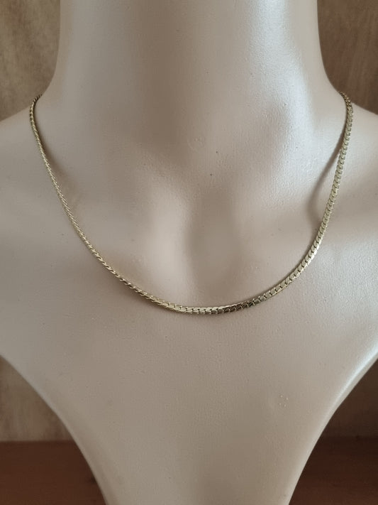 Vintage Necklace Gold Tone Herringbone Curb Chain Link