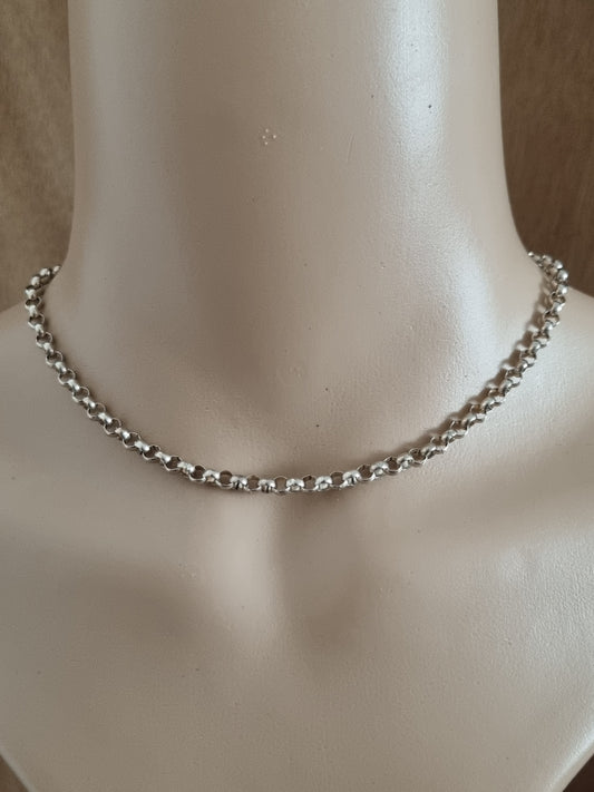 Vintage Necklace 925 Sterling Silver Belcher Chain Choker