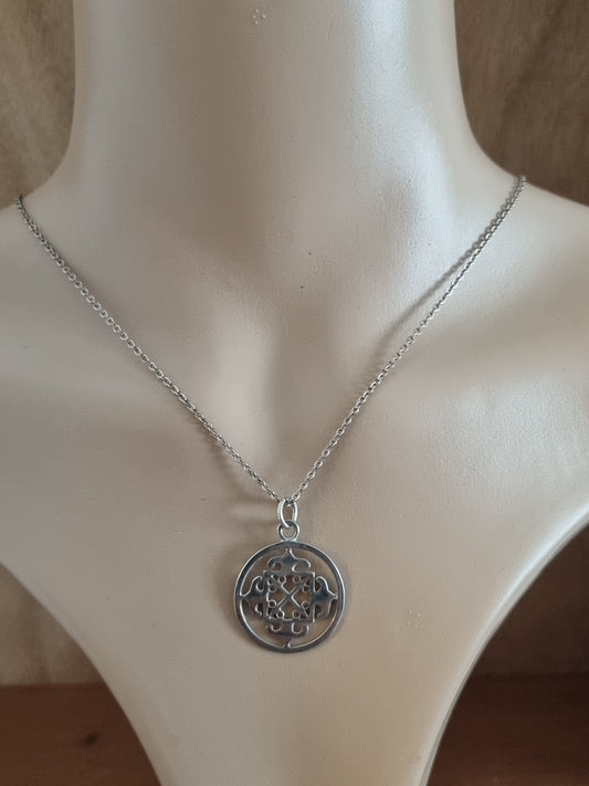 Vintage Necklace 925 Sterling Silver Celtic St Magnus Ortak Pendant and Chain
