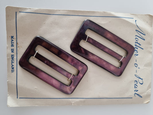 Vintage Buckle Two Purple Mother of Pearl. For Belts, Sewing, Scarves, Crafts
