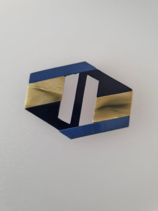 Vintage Buckle Navy Blue Pearlised Geometric. For Belts, Sewing, Scarves, Crafts