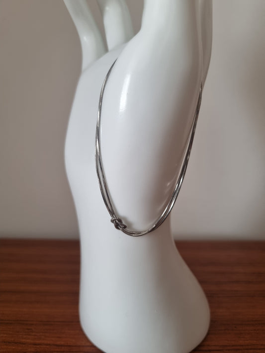 Vintage Bracelet 925 Sterling Silver Costume Knot Double Chain Jewellery