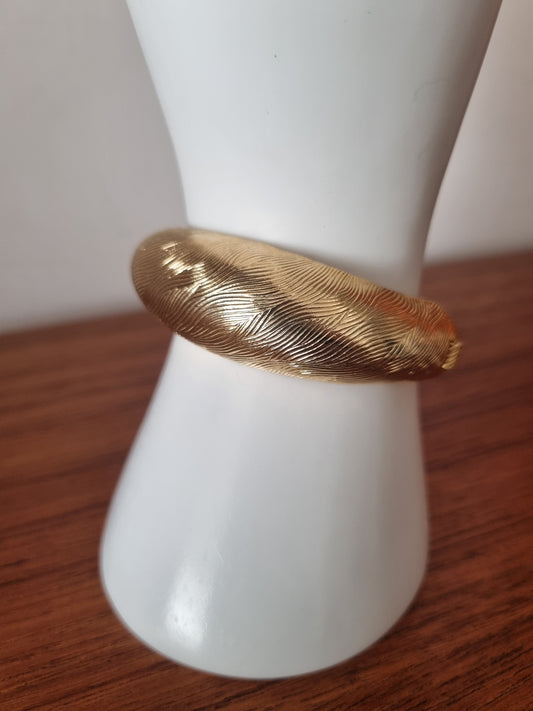 Vintage Bracelet Gold Tone Hinged Cuff Jewellery