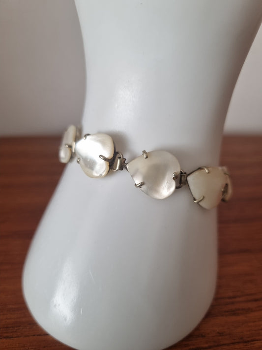 Vintage Bracelet Sterling Silver Shell Hearts Jewellery. Not Stamped.