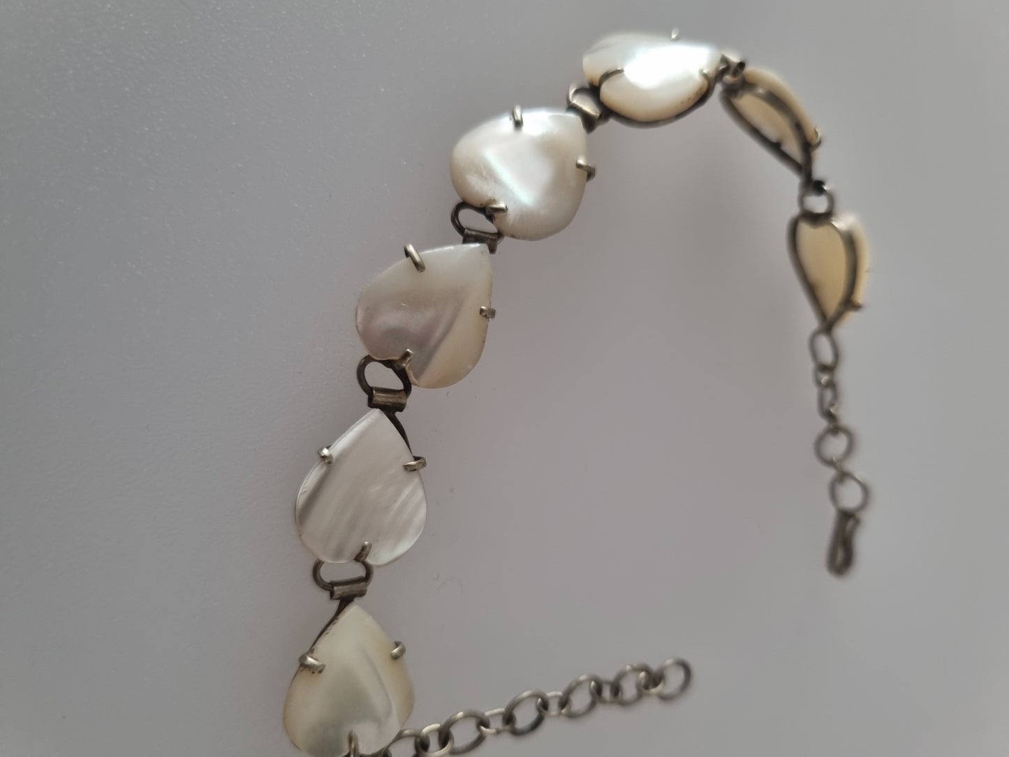 Vintage Bracelet Sterling Silver Shell Hearts Jewellery. Not Stamped.