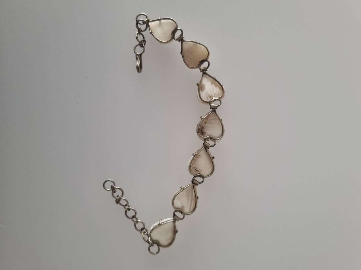 Vintage Bracelet Sterling Silver Shell Hearts Jewellery. Not Stamped.