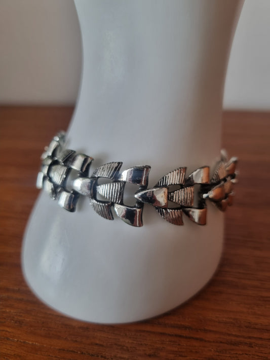 Vintage Bracelet Silver Tone Chain Link Abstract Costume Jewellery