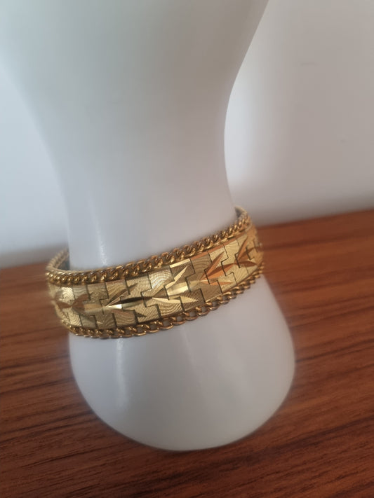 Vintage Bracelet Gold Plated 18k 70s MTL Stamped Articulated  Jewellery