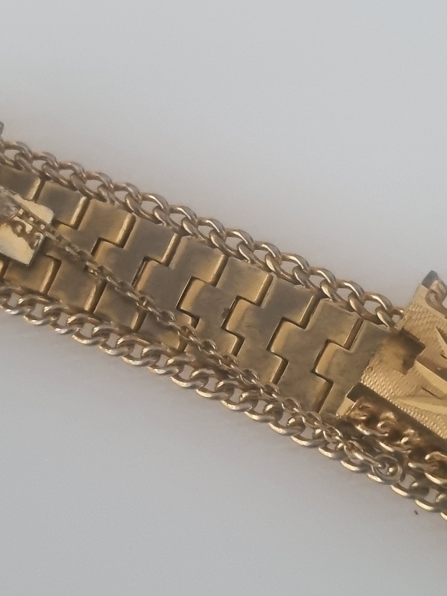 Vintage Bracelet Gold Plated 18k 70s MTL Stamped Articulated  Jewellery