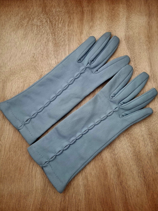 Vintage Gloves Grey Short Nylon Acetate Made in England