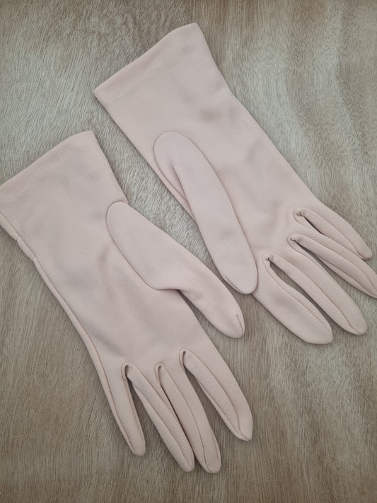 Vintage Gloves Peach Short Nylon Portugese