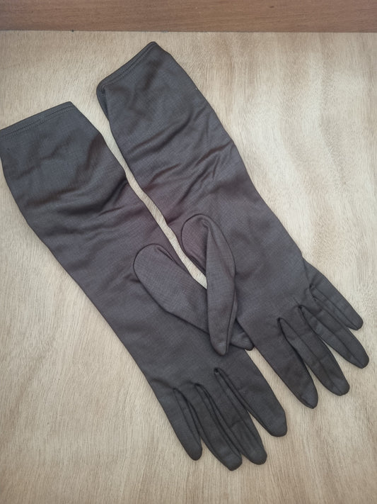 Vintage Gloves Brown Long Polymix Autumn Warms