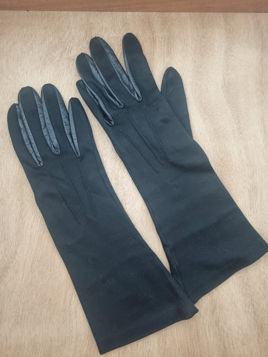 Vintage Gloves Cornelia Jones Black Cotton Made in England