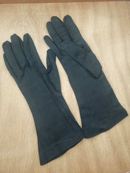 Vintage Gloves Cornelia Jones Black Cotton Made in England