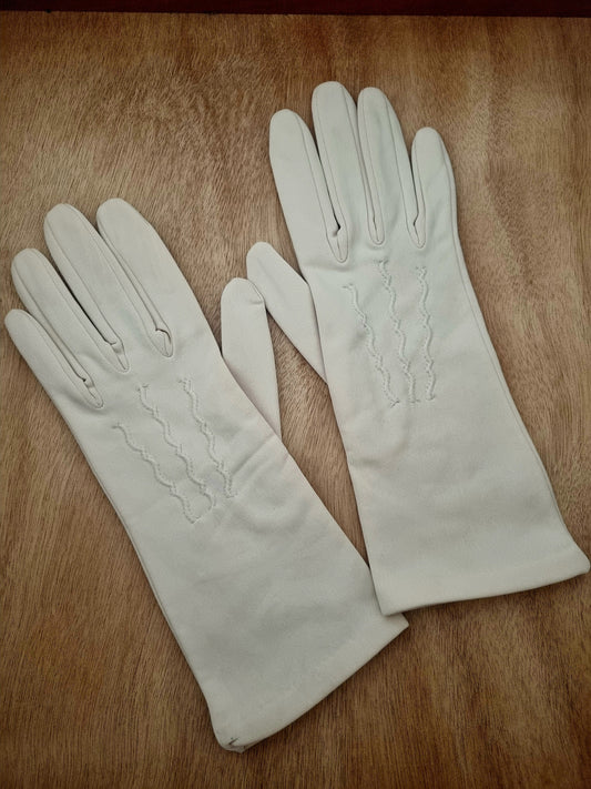 Vintage Gloves Dark Cream Short  Rayon Made in England