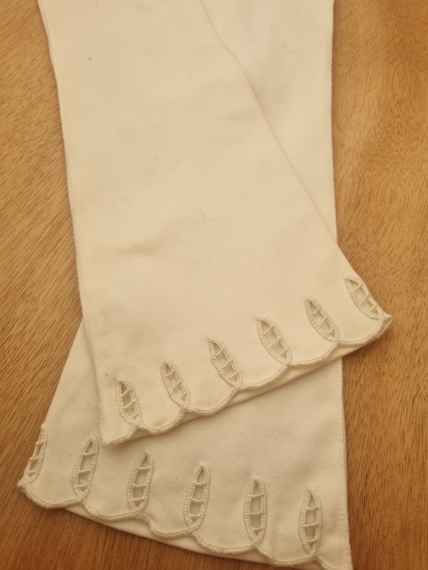 Vintage Gloves Ivory White Cotton  Long Eyelet Made in Italy