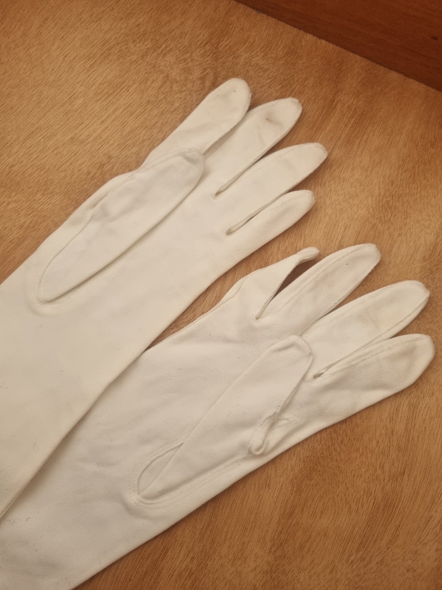 Vintage Gloves Ivory White Cotton  Long Eyelet Made in Italy