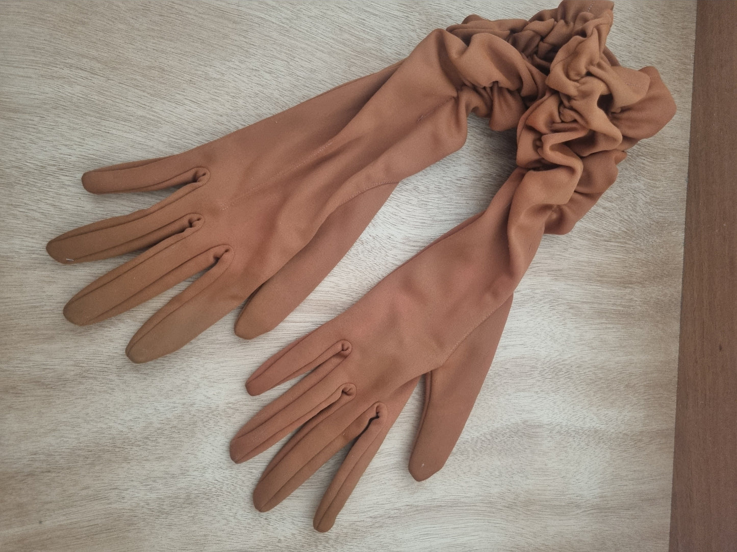Vintage Gloves Orange Rust Polymix Nylon Made in England