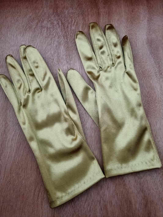 Vintage Gloves Gold Short Polymix Nylon