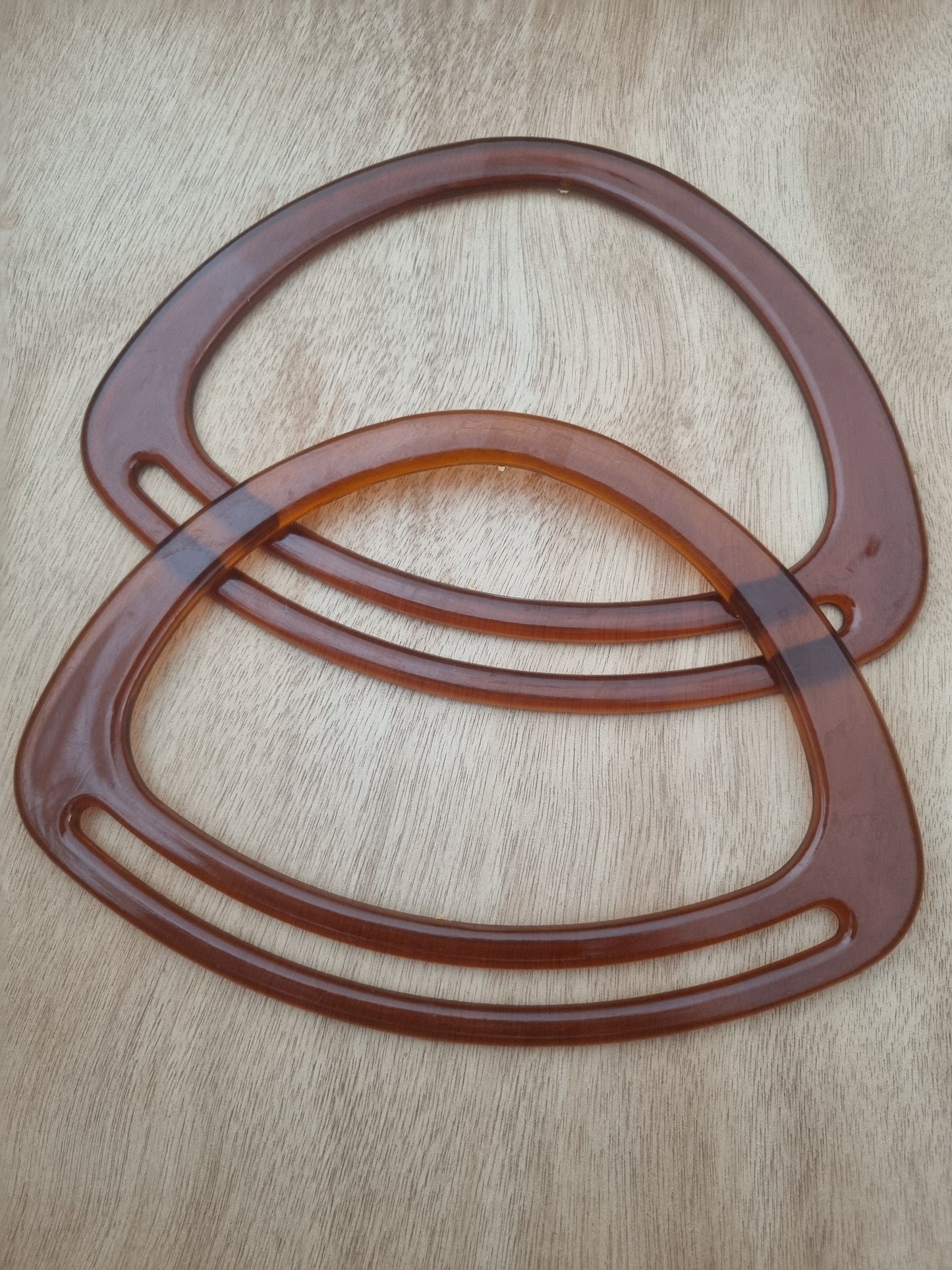 Vintage Handbag Handle for Bag Making. 70s Orange Plastic Knitting. Haberdashery