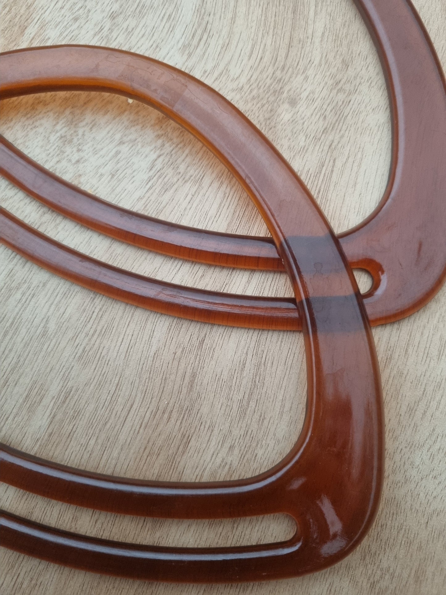 Vintage Handbag Handle for Bag Making. 70s Orange Plastic Knitting. Haberdashery