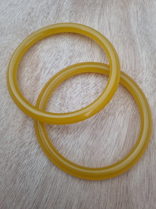 Vintage Handbag Handle for Bag Making. 70s Yellow Plastic Circular Handles. Haberdashery