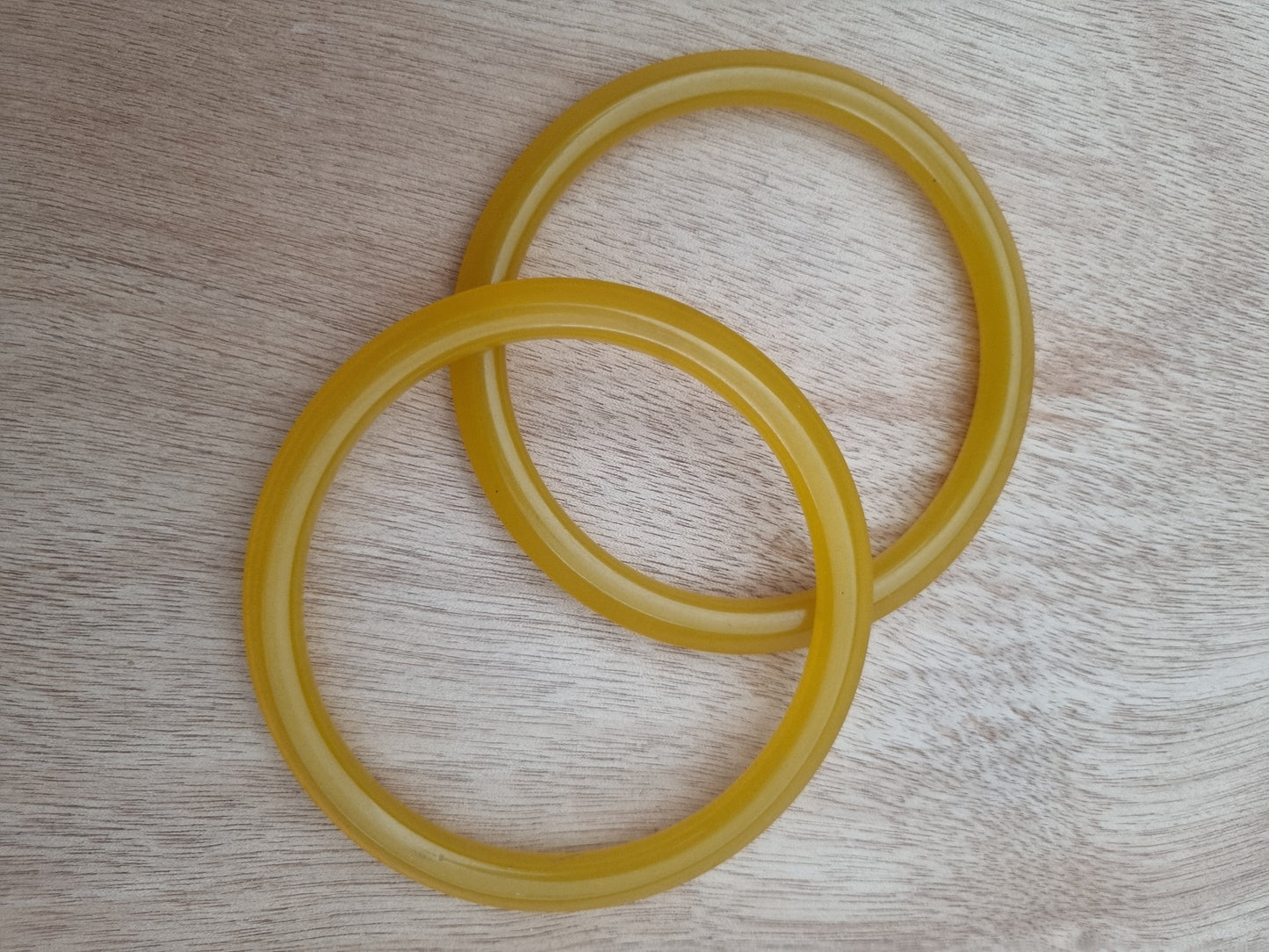 Vintage Handbag Handle for Bag Making. 70s Yellow Plastic Circular Handles. Haberdashery