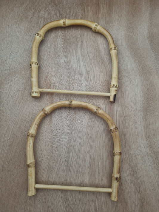 Vintage Handbag Handle for Bag Making. 70s Bamboo Rattan D-Shape. Haberdashery