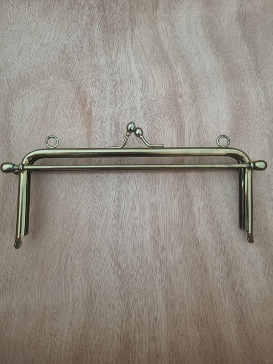 Vintage Handbag Handle for Bag Making. 60s Gold Tone Metal Top Handle Hinge Frame. Haberdashery