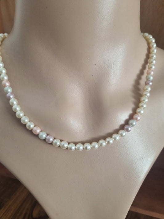Vintage Necklace Multicoloured Faux Pearls 90s