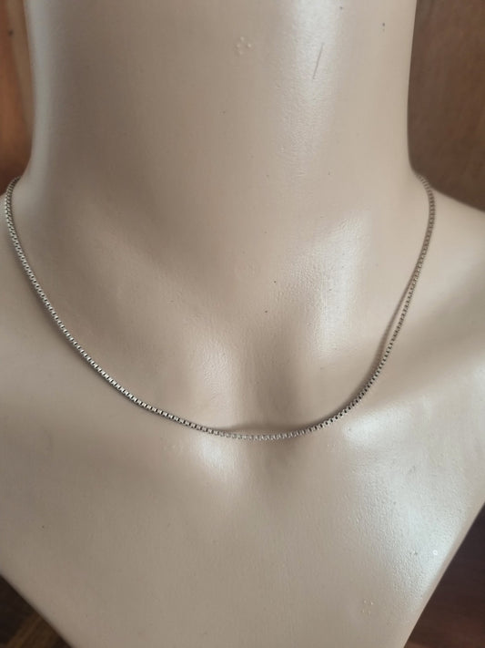 Vintage Necklace 925 Sterling Silver Box Chain