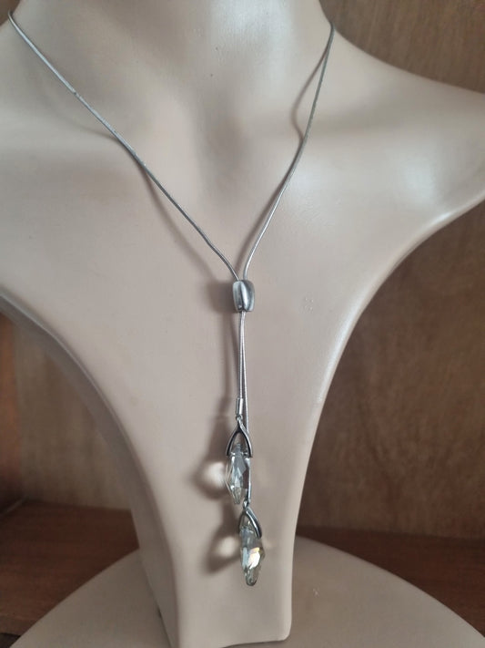 Vintage Necklace Costume Base Metal Double Drop Stylised