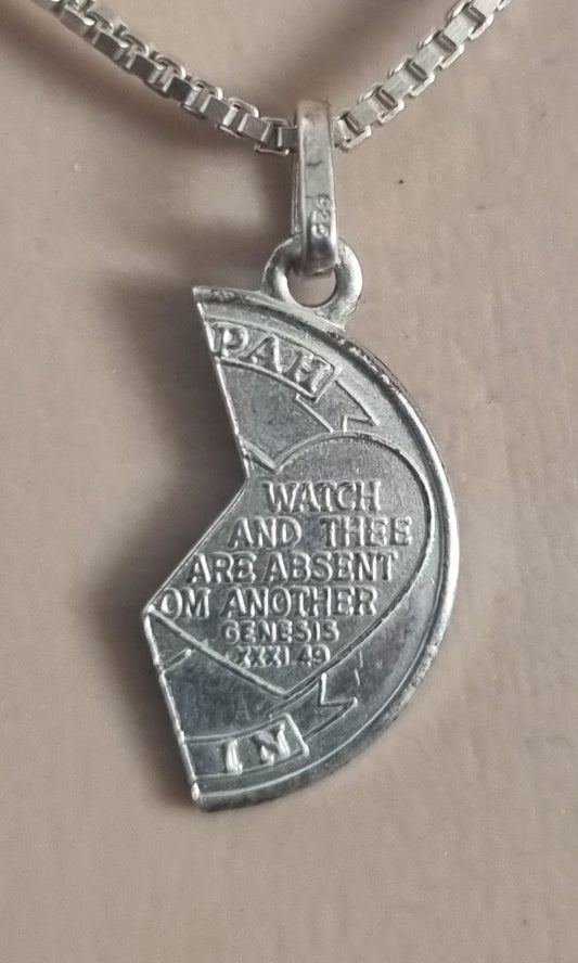Vintage Necklace Italian Box Chain Silver Genesis Quote Charm