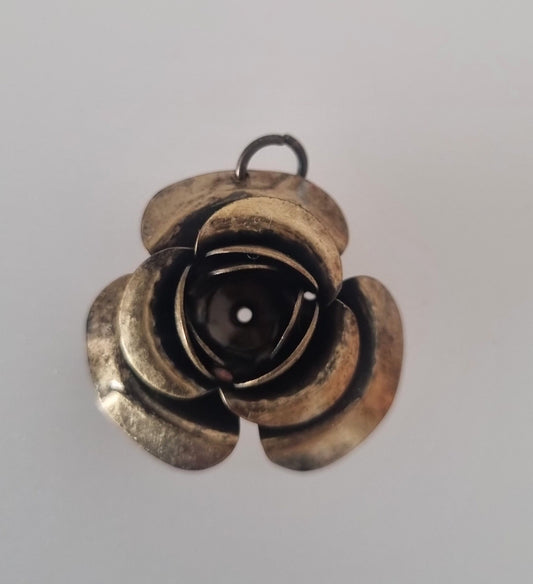 Vintage Pendant Charm Small Patina Rose 3D Pendant