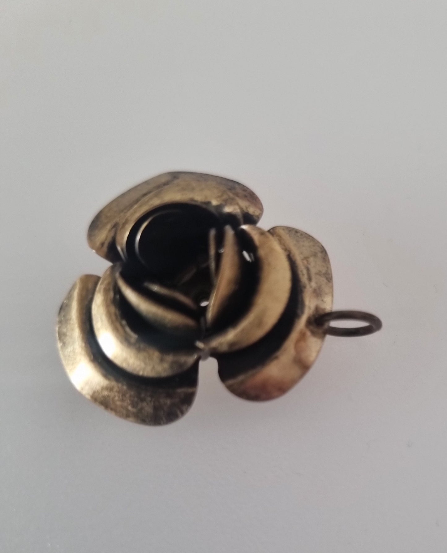 Vintage Pendant Charm Small Patina Rose 3D Pendant