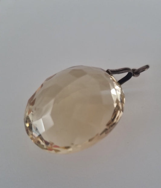 Vintage Pendant Charm Citrine Orb Pendant Sterling Silver Top