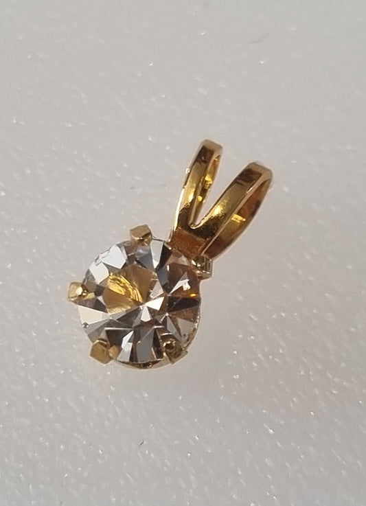 Vintage Pendant Charm 5 Carat Gold Solitaire Pendant Small Dainty