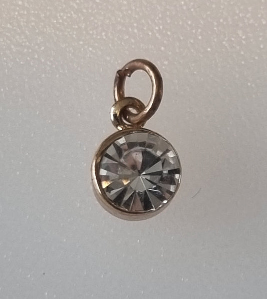 Vintage Pendant Charm Gold Tone Cubic Zirconia Paste with Pendant