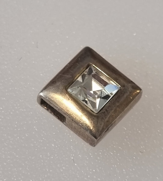 Vintage Pendant Charm 925 Sterling Silver Rectangular Cubic Zirconia