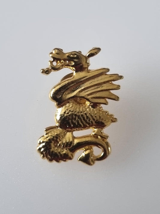 Vintage Lapel Pin Dragon Mythical Gold Tone