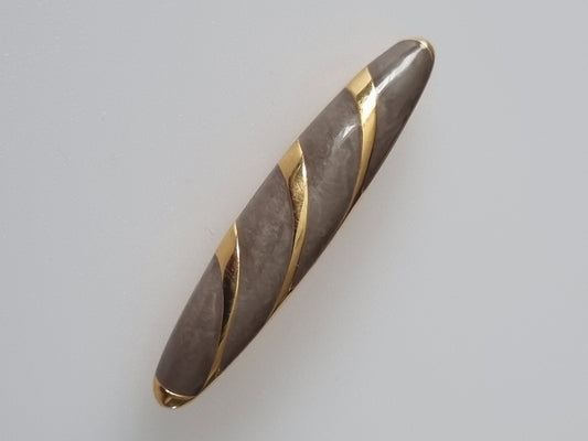 Vintage Brooch Long Grey and Gold Costume