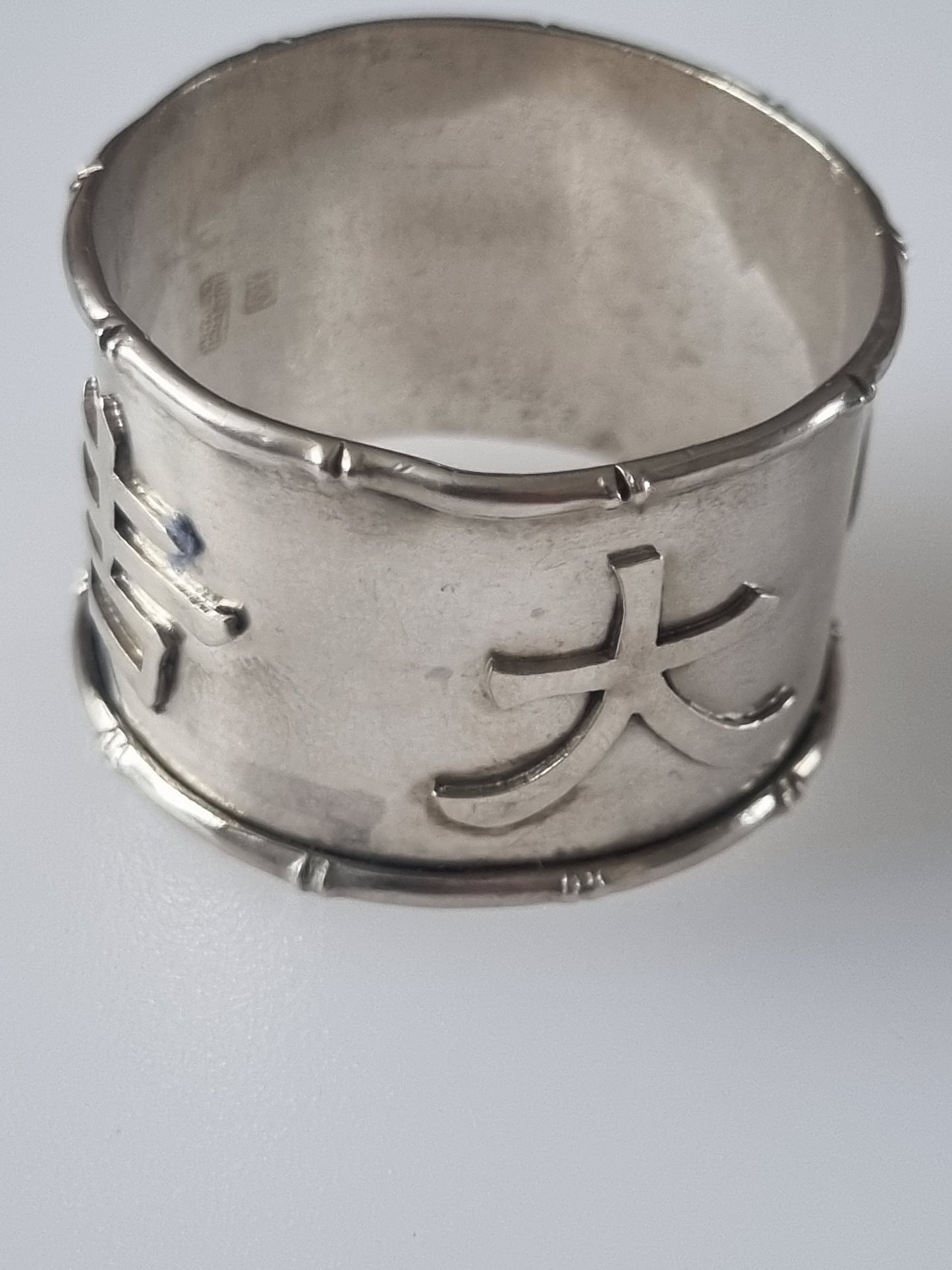 Antique Chinese Napkin Ring Silver Hallmarks 1890s