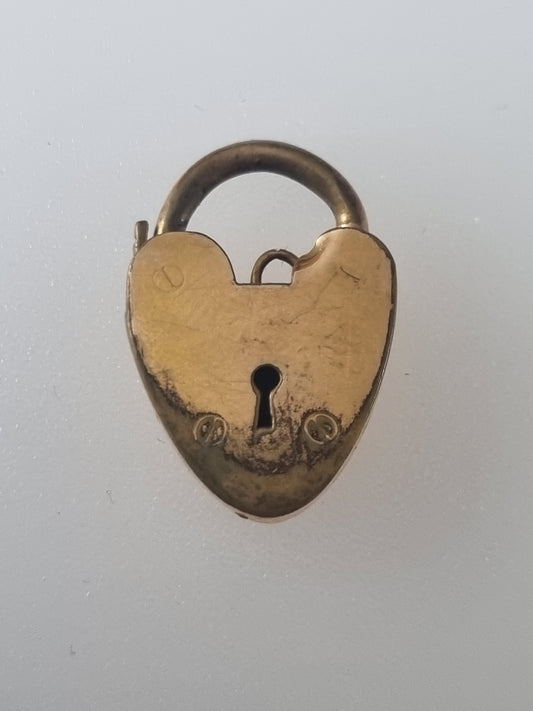 Vintage Charm Old Patina Heart Padlock 9 Carat Plated