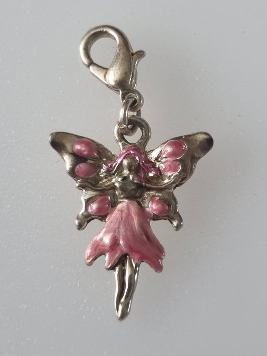 Vintage Charm Pink Fairy Charm Costume Painted