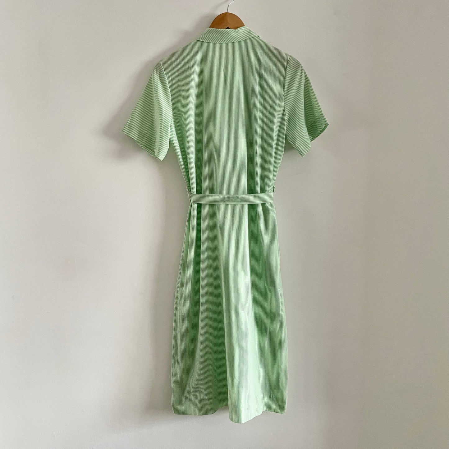 Vintage Carolina Maid - Green & White Midi Dress. Tre Worst Made in the USA. Half Button