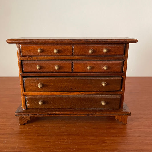 Dolls House Furniture Chest of Drawers Dark Brown Wood